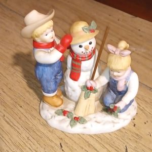 Home Interiors Denim Days 2003 "Holiday Time Snowman" Figurine #56072